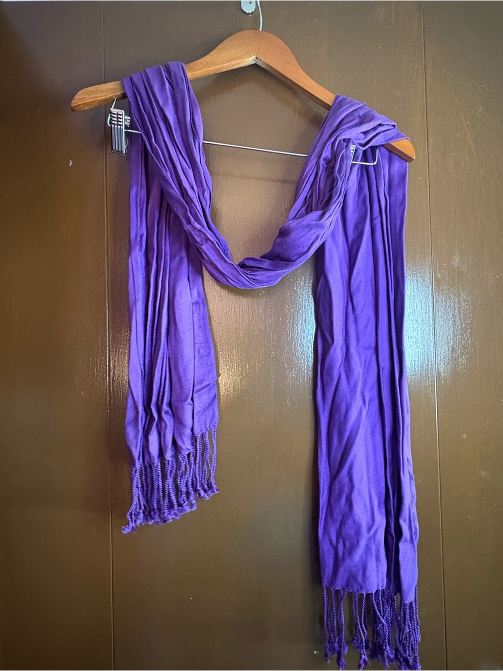 Women's Purple Fringe Scarf - Stylish Lightweight Wrap